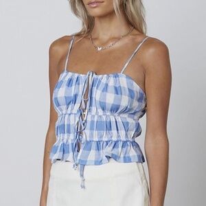 cotton candy LA blue gingam top